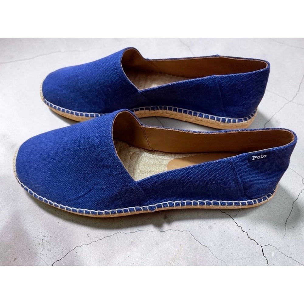 Polo Ralph Lauren Cevio Canvas Leather Espadrille 13 True Rope Slip On Loafer - Picture 2 of 10